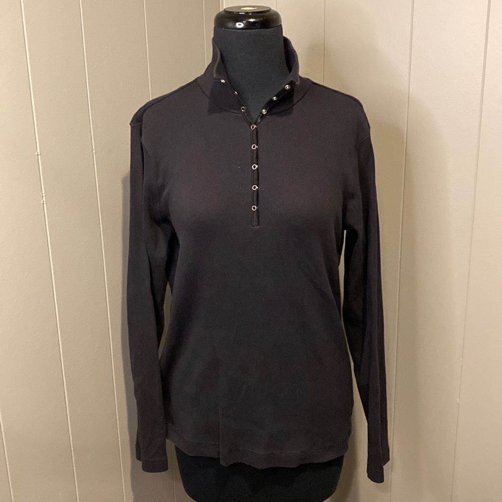 Cutter and Buck Medium Sweater Long Sleeve Snap Closure Black